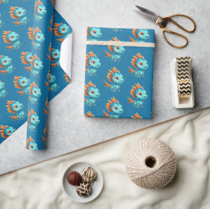Niedlicher Alien-Drache, türkis -  Wrapping Paper
