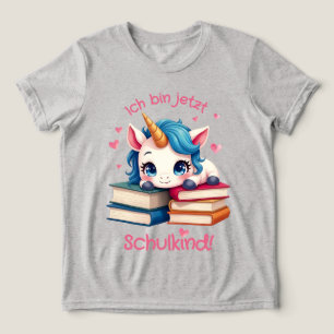 Niedliches Einhorn mit Büchern - Schulkind   Tri-Blend Shirt