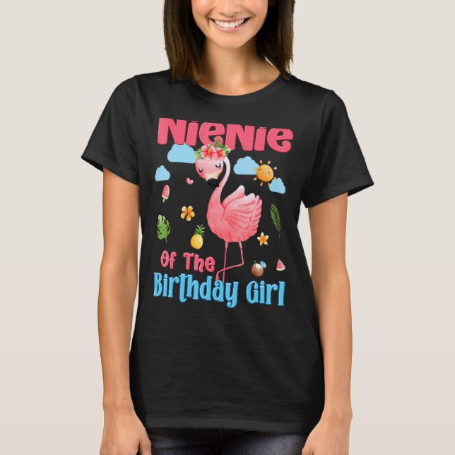Nienie Of The Birthday Girls Tropical Flamingo Fam T-Shirt (Front)