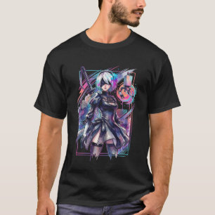 NieR Automata 2B Vaporwave Aesthetic Neon Synthwav T-Shirt