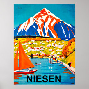 Niesen, mountain peak over the lake, Switzerland Poster