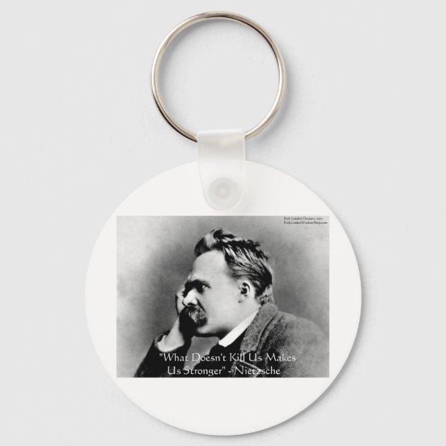 Nietzsche "Doesn't Kill U" Quote Gifts & Tees Key Ring (Front)