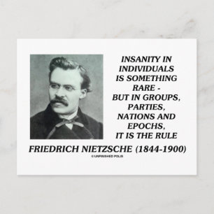 Nietzsche Insanity Rare In Individuals Quote Postcard