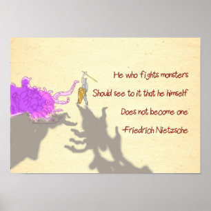 Nietzsche Quote Cartoon He Who Fights Monsters Poster