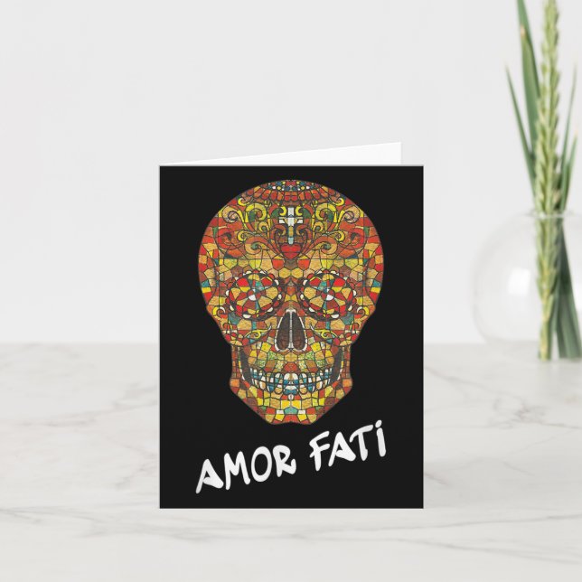 Nietzsche Stoic Quote Philosopher Sugar Skull Amor Card (Front)