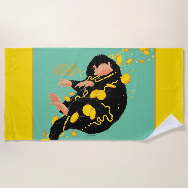Niffler Floating With Gold Beach Towel (Front)