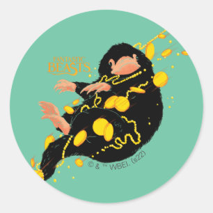 Niffler Floating With Gold Classic Round Sticker
