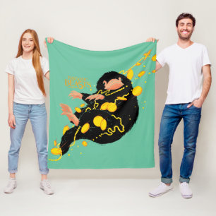 Niffler Floating With Gold Fleece Blanket