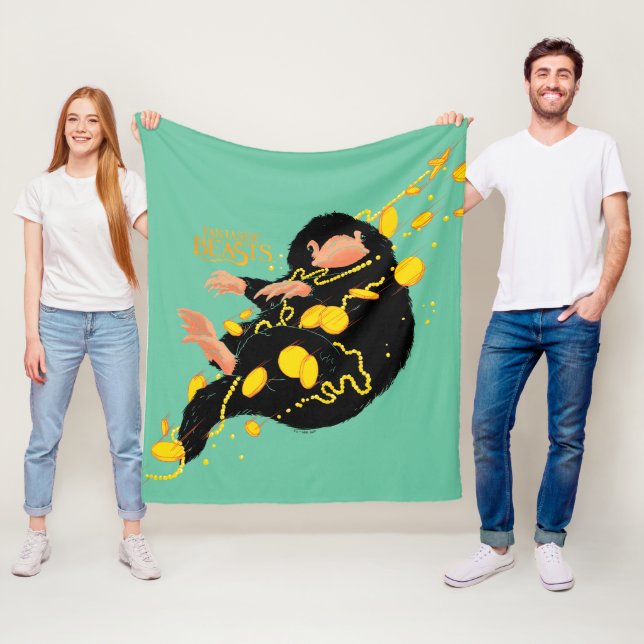 Niffler Floating With Gold Fleece Blanket (In Situ)