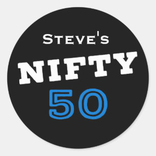 Nifty 50 Birthday Classic Round Sticker