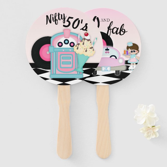 Nifty 50 Diner Birthday Fan (Front and Back)