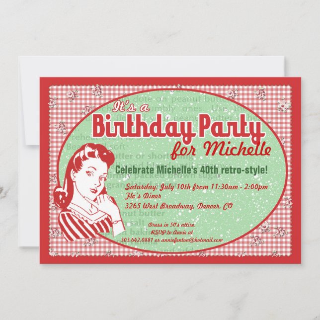 Nifty 50's Birthday Party Invitation (Front)