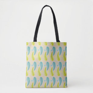 Nifty Fifties - Chartreuse and Aqua Leaves tote Bag