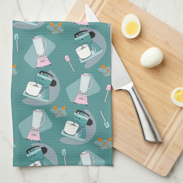 Nifty Fifties - cooking themed kitchen towel (Quarter Fold)
