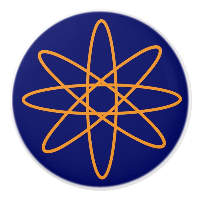 Nifty fifties - orange atom ceramic knob (Front)