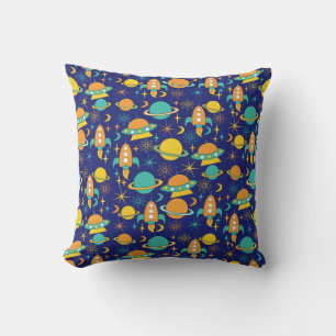 Nifty fifties - space age throw pillow dark