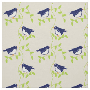 Nifty fifties - two blue birds fabric