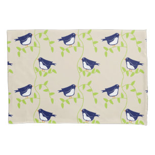 Nifty fifties - two blue birds pillow case