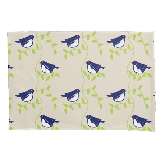 Nifty fifties - two blue birds pillow case (Front)