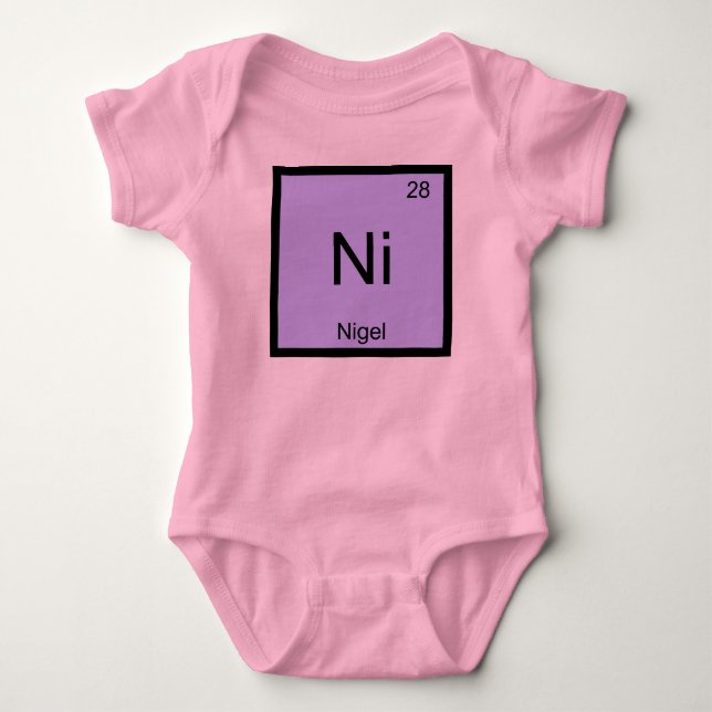 Nigel Name Chemistry Element Periodic Table Baby Bodysuit (Front)