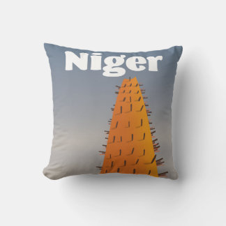 Niger Agadez Mosque travel poster Cushion