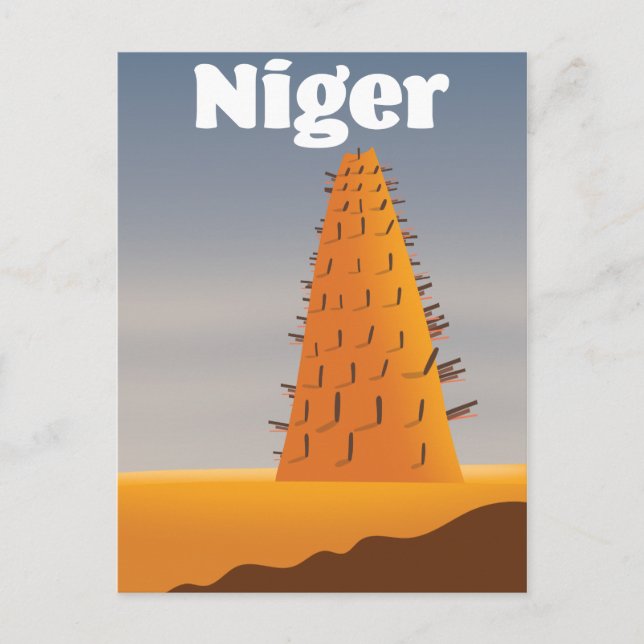 Niger Agadez Mosque travel poster Postcard (Front)