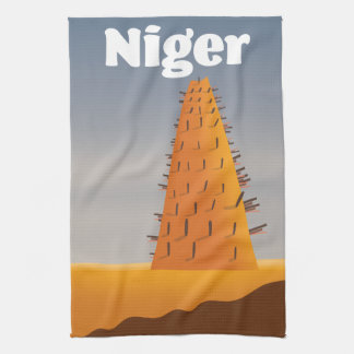 Niger Agadez Mosque travel poster Tea Towel