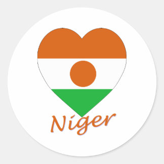 Niger Flag Heart Classic Round Sticker