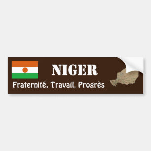 Niger Flag + Map Bumper Sticker