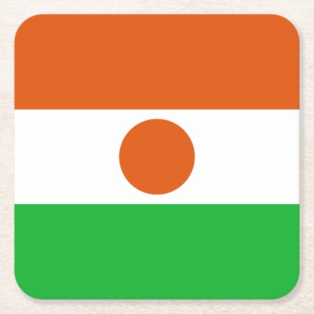 Niger Flag Square Paper Coaster (Front)