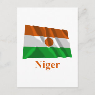 Niger Waving Flag with Name Postcard