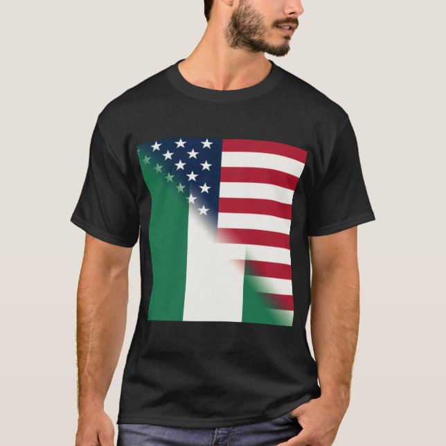 Nigeria America Flag | United States Half Nigerian T-Shirt (Front)