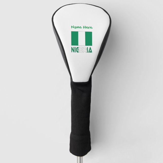 Nigeria and Nigerian Flag Green Personalisation  Golf Head Cover (Front)