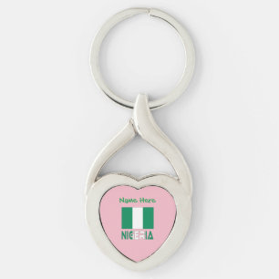 Nigeria and Nigerian Flag Green Personalisation  Key Ring