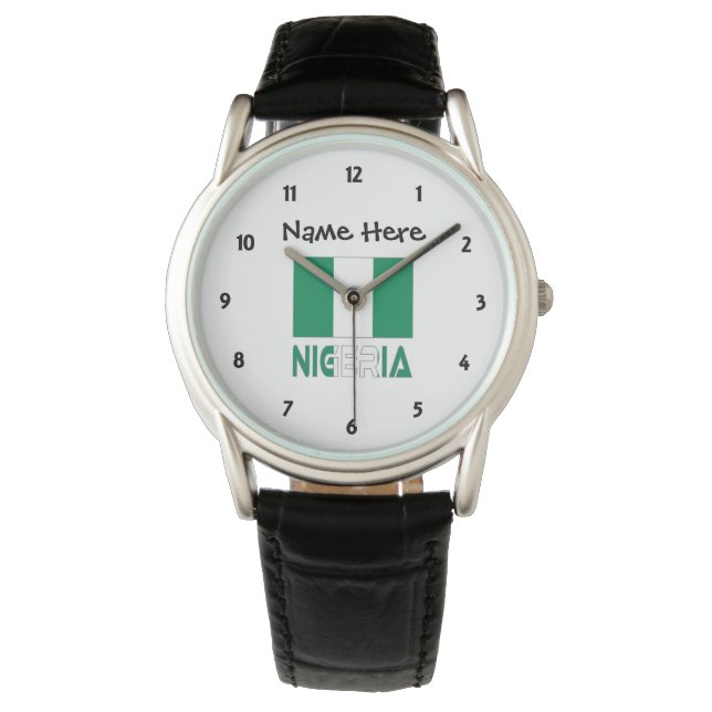 Nigeria and Nigerian Flag Personalised  Watch (Front)