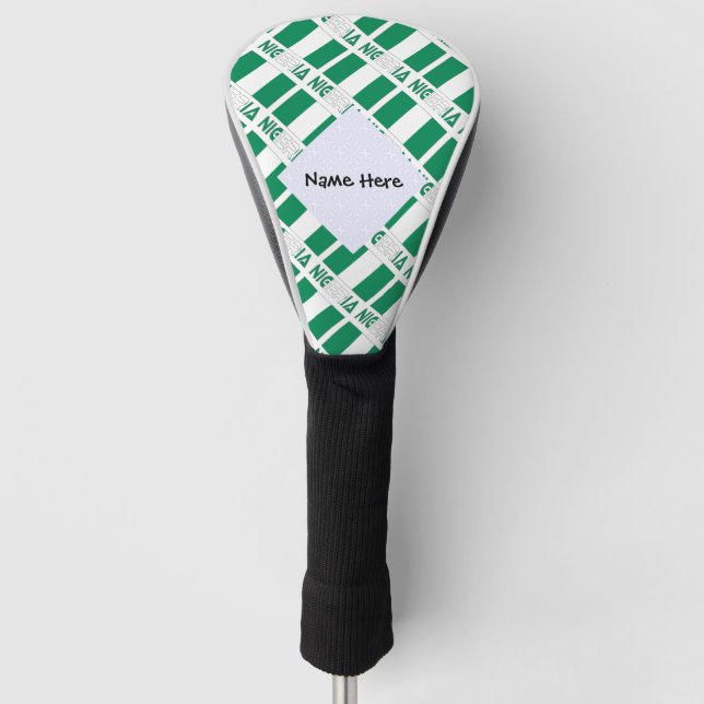 Nigeria and Nigerian Flag Tiled Personalised  Golf Head Cover (Front)
