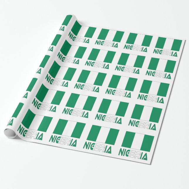 Nigeria and Nigerian Flag Wrapping Paper (Unrolled)