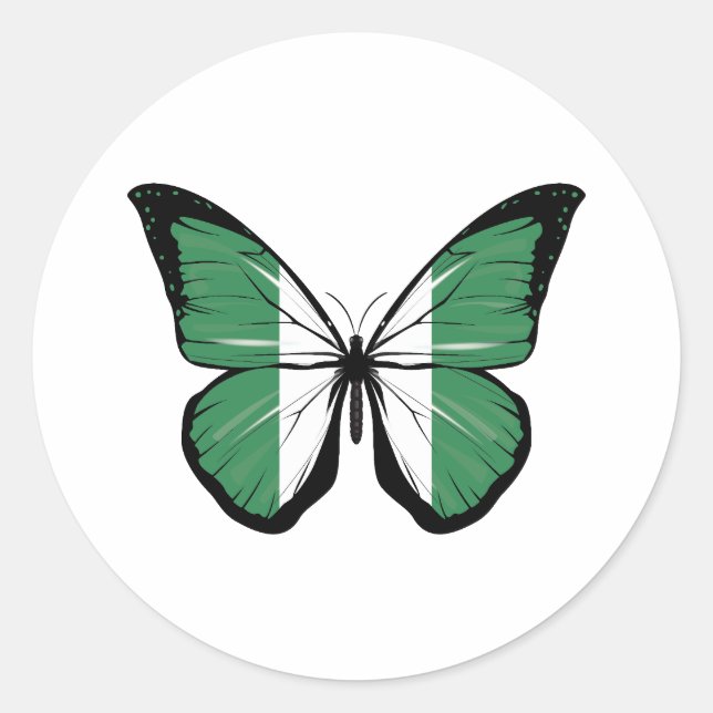 Nigeria Butterfly Flag Classic Round Sticker (Front)
