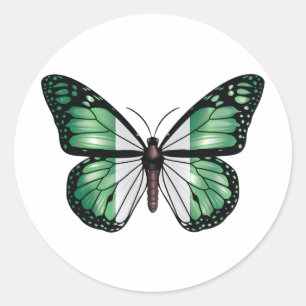 Nigeria butterfly monarch flag classic round sticker