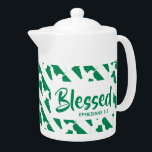 NIGERIA Christian Scripture Blessed MEDIUM<br><div class="desc">Celebrate your faith and your NIGERIA heritage when you next enjoy making your hot drink in this stylishly designed teapot. Outline of NIGERIA in a diagonal tiled pattern, with Scripture reference Ephesians 1:3 (Blessed with every spiritual blessing). This would make an ideal gift any time of year and for any...</div>