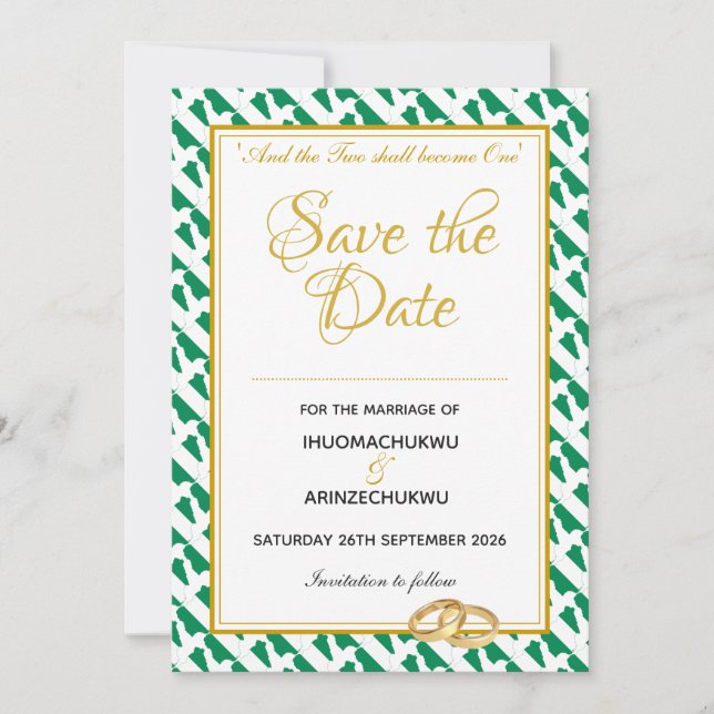 NIGERIA Christian Scripture Naija Wedding Save The Date (Front)