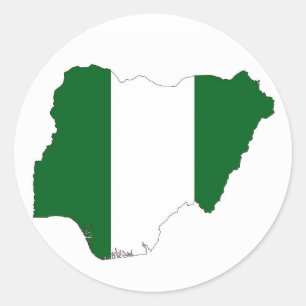 nigeria country flag map shape symbol classic round sticker