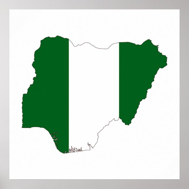 nigeria country flag map shape symbol poster (Front)