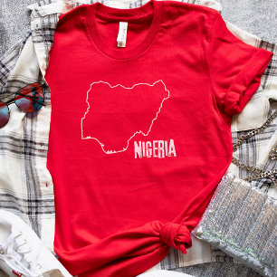 Nigeria Country Map Line Nigerian Border Outline T-Shirt