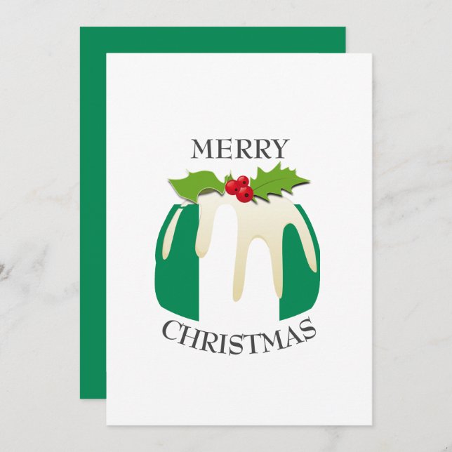 NIGERIA FLAG | Christmas Pudding | Festive Holiday Card (Front/Back)