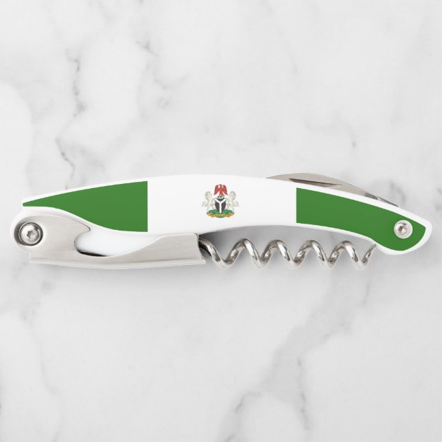 Nigeria flag-coat arms corkscrew (Front)