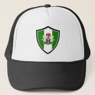 Nigeria flag-coat arms trucker hat