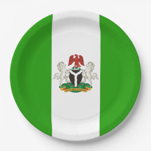 Nigeria flag-coat of arms    paper plate
