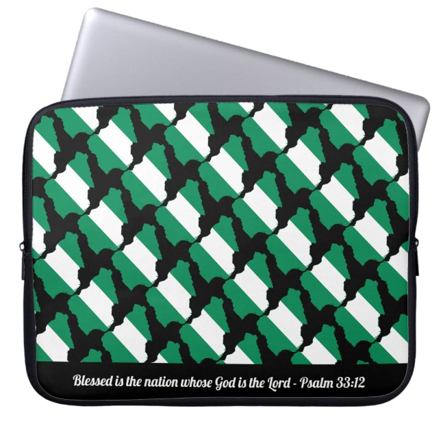 NIGERIA FLAG Customisable Scripture Laptop Sleeve (Front)