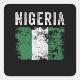 Nigeria Flag Distressed - Nigerian Flag Square Sticker